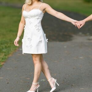 Elegant White Floral appliqué Dress